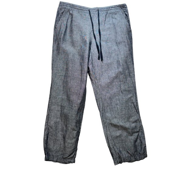 Croft & Barrow Womens Linen-Blend Casual Pants Size XL Gray Drawstring Straight - Picture 1 of 12